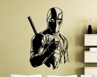 Deadpool Wall Decal Vinyl Sticker Superhero Decor Wall Art Kids Room Poster Nursery Gift Stencil Sign Man Cave Mural 2678