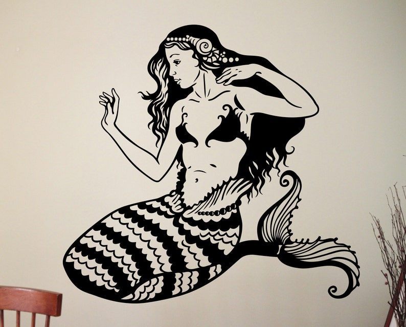 Mermaid Wall Decal Water Nymph Sticker Animal Wall Decals Vinyl Sticker Bathroom Wall Art Bedroom Decor Waterproof Decal 5elksq