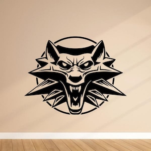 Wolf Logo Wall Decal Vinyl Sticker Gamer Wall Decor Kids Room Wall Art Video Game Poster Gift Sign One Color Self Adhesive Decal 3921