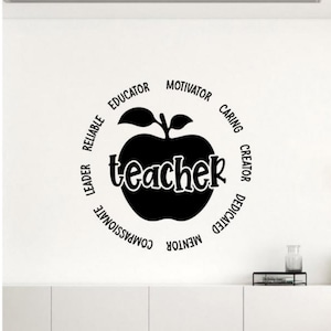 Profesor pared calcomanía vinilo pegatina Apple decoración ciencia laboratorio pared arte palabras motivacionales cartel educativo científico regalo aula signo 2744