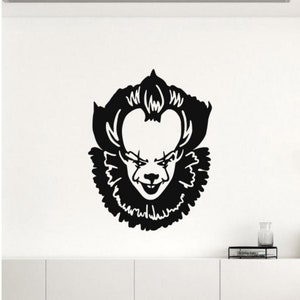 Scary Clown Wall Decal Vinyl Sticker It Movie Wall Art Horror Poster Halloween Gift Sign No Background Self Adhesive Decal 2737