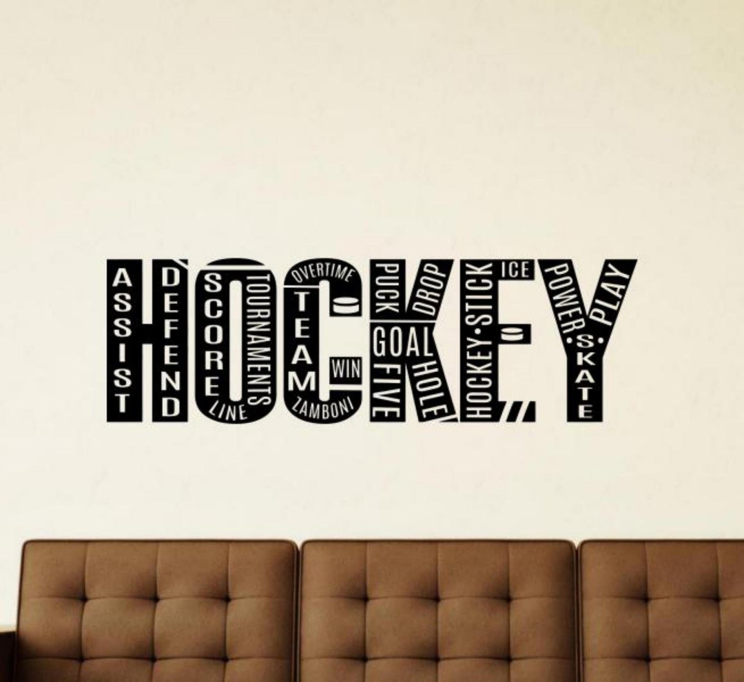 Hockey Wall Decal Vinyl Sticker Ice Hockey Decor Wall Art Poster Player ...