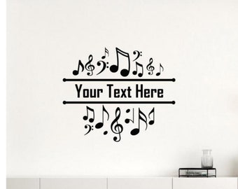 Custom Music Wall Decal Vinyl Sticker Musical Notes Decor Wall Art Personalized Musician Gift Poster Stencil Sign Mural Stencil 2705