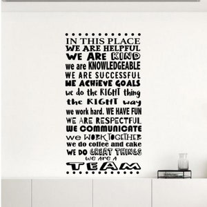 in This Place We are a Team Wall Decal Vinyl Sticker Office Decor Business Wall Art Teamwork Poster Success Gift Stencil Business Sign 2722