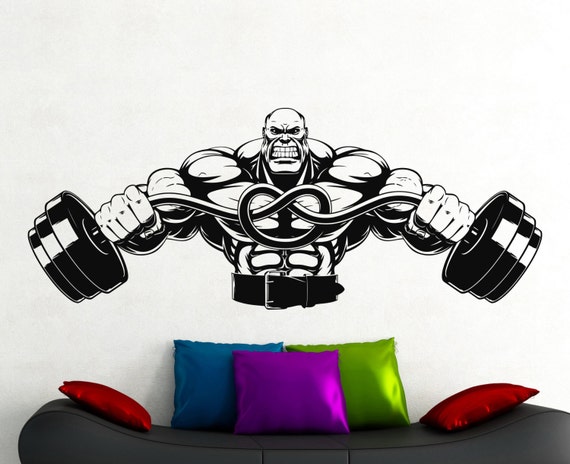 gym wall decal fitness stickers sports room wall decor home | etsy