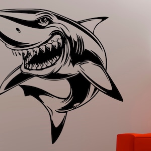 Shark Wall Decal Vinyl Sticker Ocean Animal Decorations Sea Life Wall Art Home Living Room Bedroom Bathroom Decor 2elacu