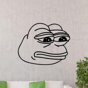 Pepe Frog Wall Decal Vinyl Sticker Funny Meme Wall Decor Kids Room Wall Art Poster Gift Stencil Sign One Color Self Adhesive Decal 3894