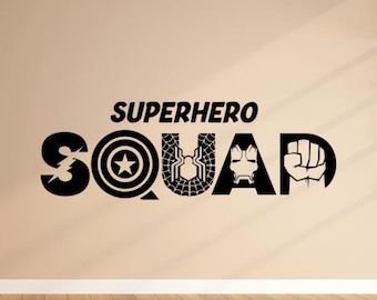 Superhero Squad Wall Decal Vinyl Sticker Wall Decor Kids Room Wall Art Comics Poster Gift Stencil Sign One Color Self Adhesive Decal 3948