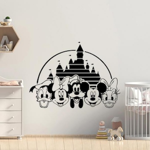 Mickey and Friends Wall Decal Vinyl Sticker Magic Castle Decor Kids Room Wall Art Poster Gift Sign One Color Self Adhesive Decal 3937