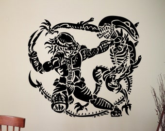 Alien vs Predator Sticker Movie Wall Decals Home Interior Design Dorm Decor Wall Art Murales Adesivi rimovibili 1avpz