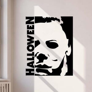 Halloween Myers Wall Decal Vinyl Sticker Horror Sign Spooky Wall Art Scary Movie Poster Gift No Background Self Adhesive Decal 3922