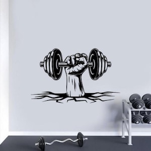 Gym Wall Decal Vinyl Sticker Hand Dumbbell Decor Gymlife Bodybuilding Fitness Wall Art Workout Poster Gift Self Adhesive Stencil 2749