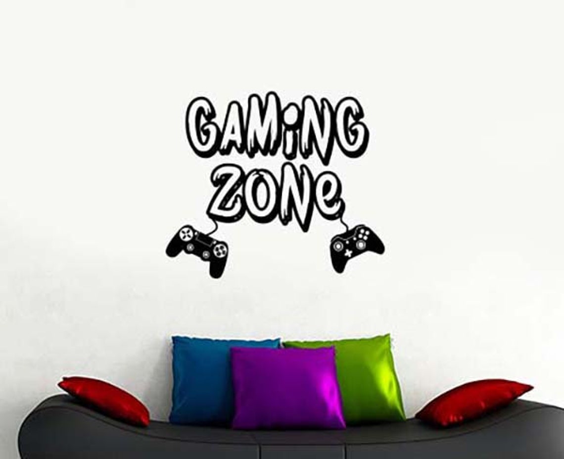 Gaming Zone Sign Wall Decal Video Game Gamepad Controller Etsy