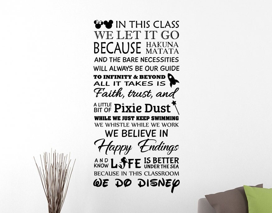 In deze klasse doen we Disney muur sticker Vinyl Sticker leren studie onderwijs inspirerende citaten Mickey Wall Art School klas Decor 87qz