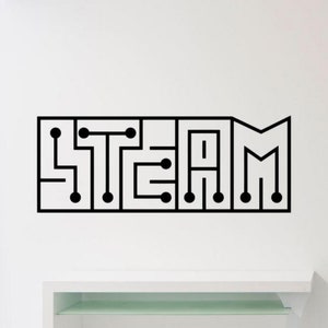 Steam Wall Decal Vinyl Sticker Science Decor Stem Lab Logo Technology Wall Art Engineering Poster Scientist Gift Stencil Classroom Sign 2670