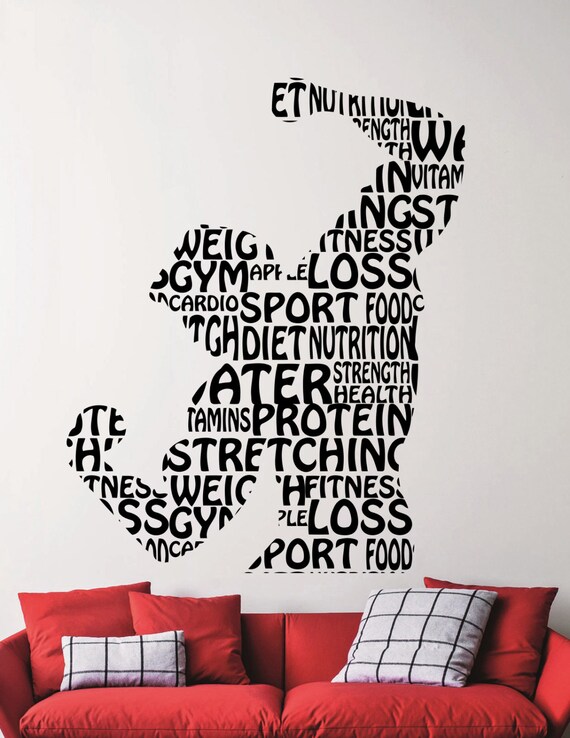 Fitness Wall Decal Gym Vinyl Stickers Sports Room Decor Home Image 0
