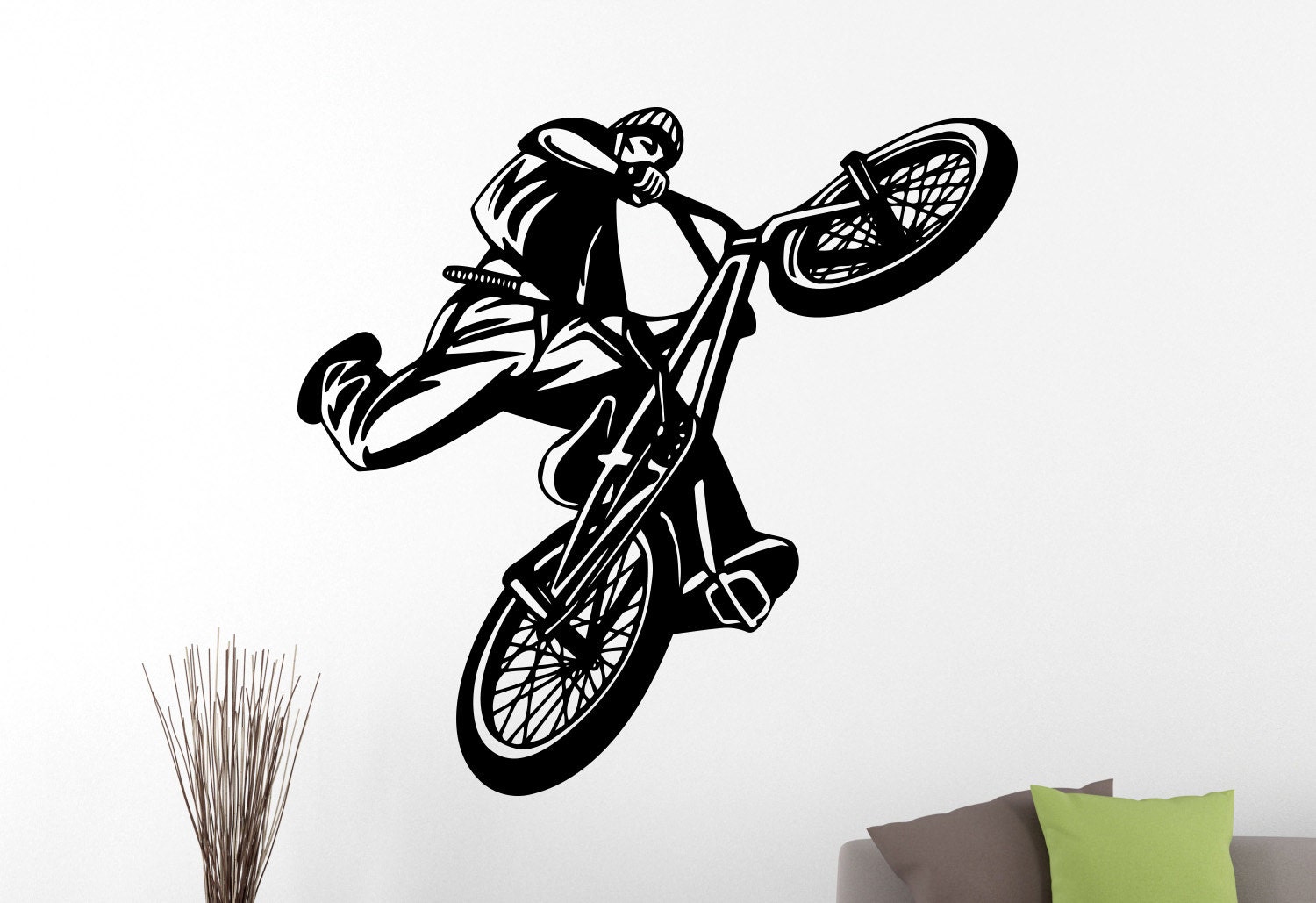 BMX Wall Decal Extreme Sports Stickers Freestyle Jumping Home Etsy UK