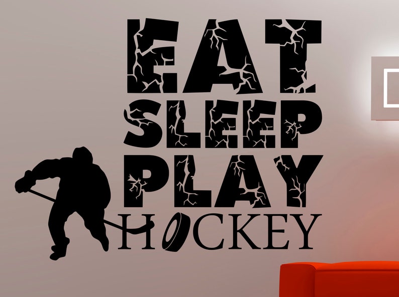 Eat Sleep Play Hockey Wall Decal Inspirational Quote Vinyl Etsy