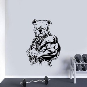British Bulldog Weightlifting Dog Vinyl Sticker – Glossy Decal, Funny Gift