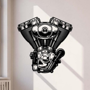 Motorcycle Engine Wall Decal Vinyl Sticker Bike Garage Decor Biker Wall Art Man Cave Poster Gift Stencil Sign Self Adhesive Decal 3979