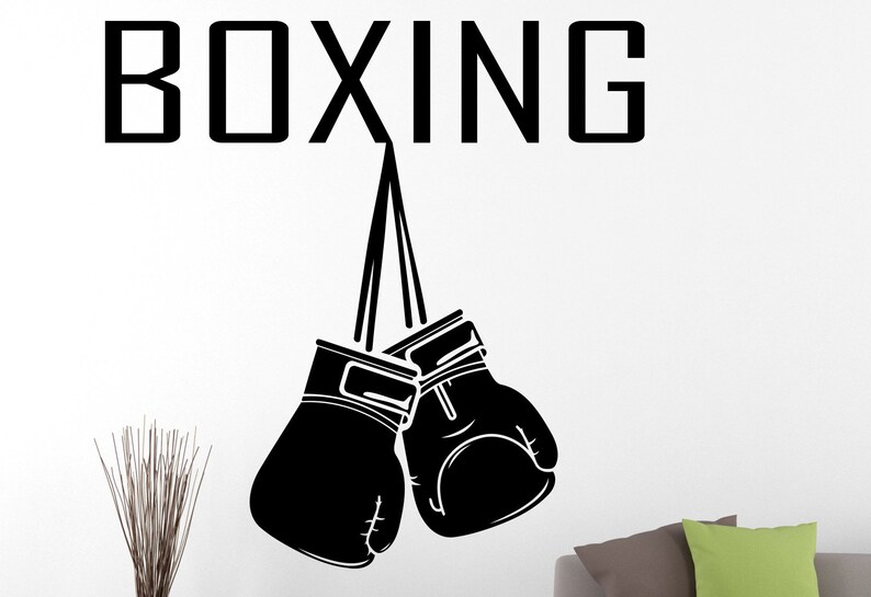 Boxing Gloves Logo Wall Decal Sports Sticker Home Gym Interior Etsy