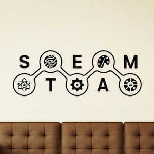 Steam Wall Decal Vinyl Sticker Science Lab Decor Stem Decal Engineering Wall Art Technology Poster Scientist Gift Classroom Sign Print 2673