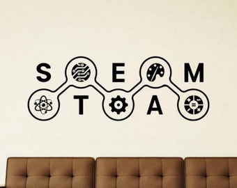 Steam Wall Decal Vinyl Sticker Science Lab Decor Stem Decal Engineering Wall Art Technology Poster Scientist Gift Classroom Sign Print 2673