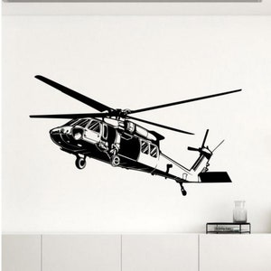 Black Hawk Helicopter Wall Decal Vinyl Sticker Military Air Forces Decor Wall Art Kids Room Poster Gift Stencil Sign Self Adhesive 2784