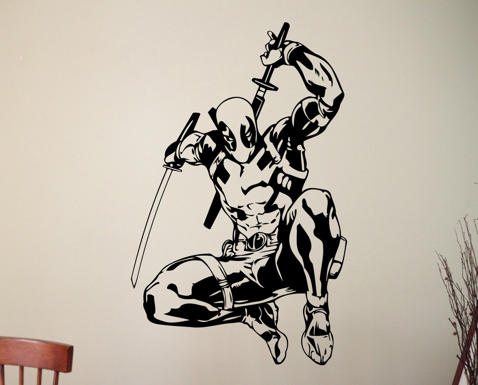 Deadpool Wall Decal Superhero Stickers Marvel Comics Wall Art Etsy