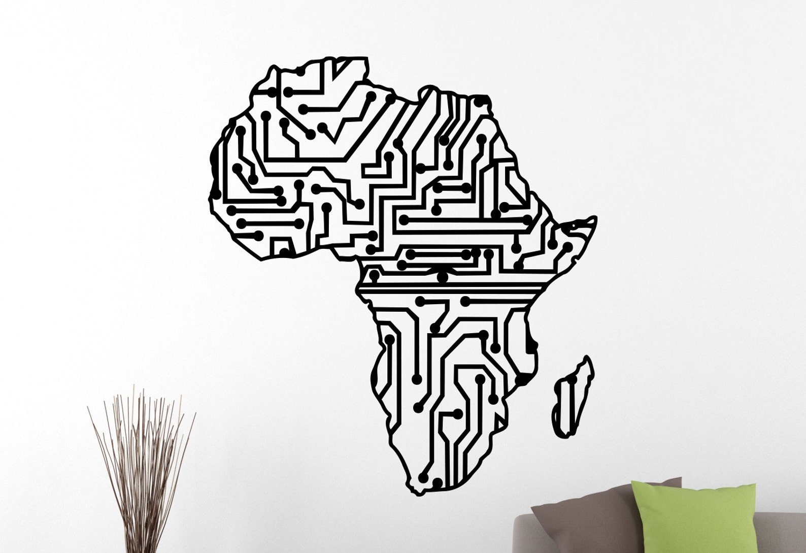 Africa Map Wall Sticker Africa Decal Map Decorations Home Etsy