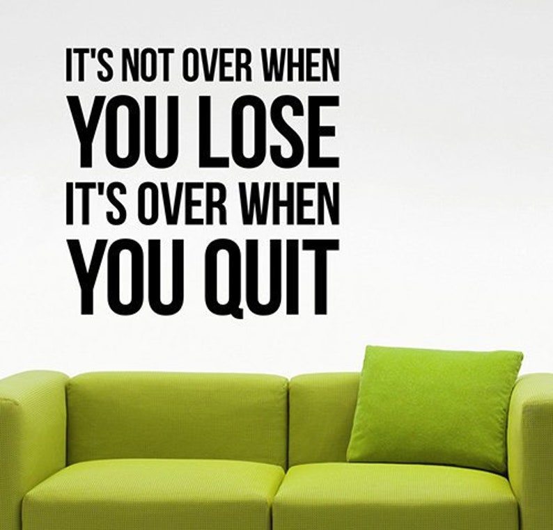 It/'s Not Over When You Lose Fitness Inspirational Quote Wall Decal Gym Motivational Vinyl Sticker Art Home Office Living Room Decor 17efuns