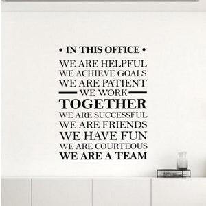 in This Office We are a Team Wall Decal Vinyl Sticker Office Decor Business Wall Art Teamwork Poster Success Gift Stencil Business Sign 2772