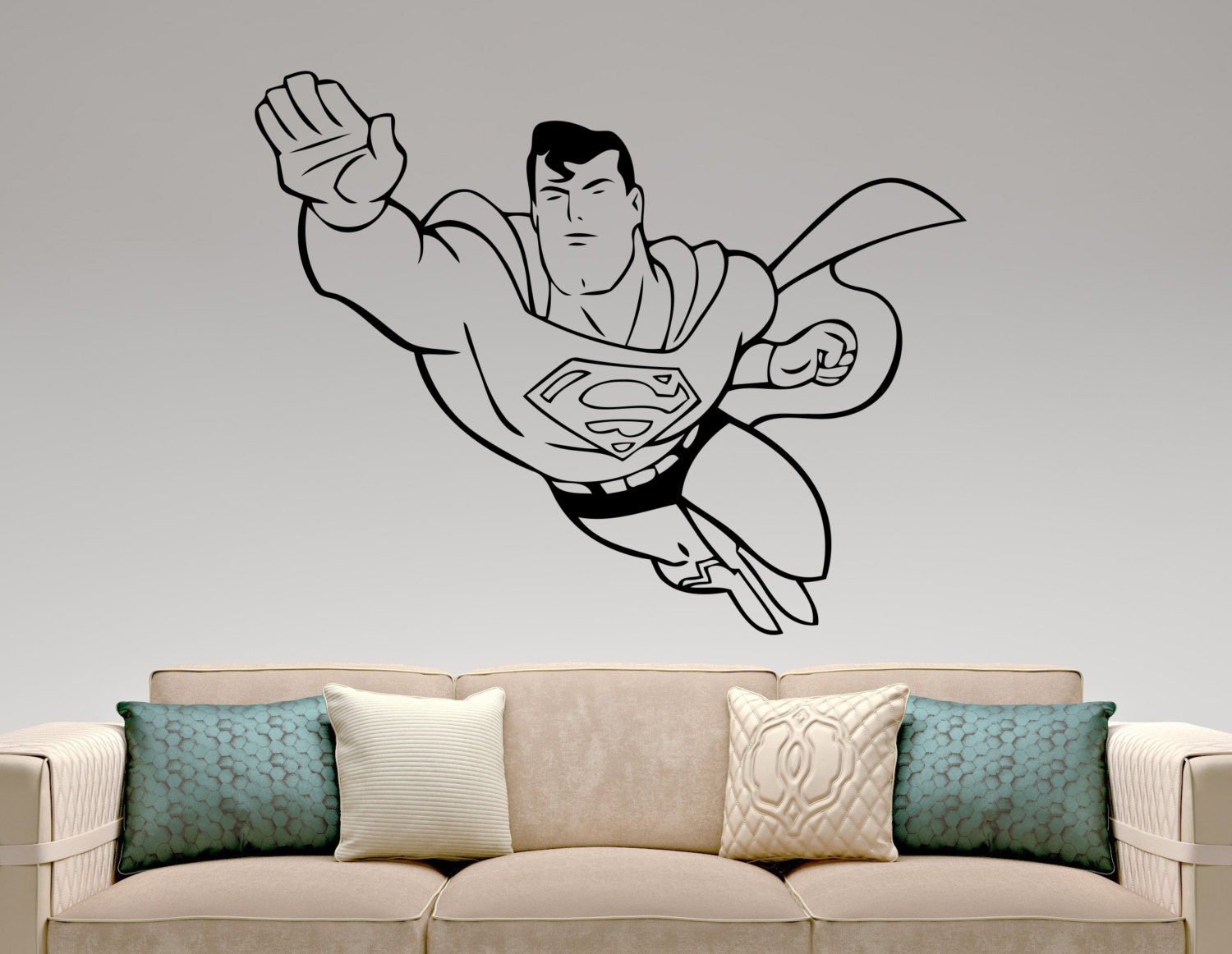 Superman Wall Decal Superhero Stickers Comics Art Home Etsy
