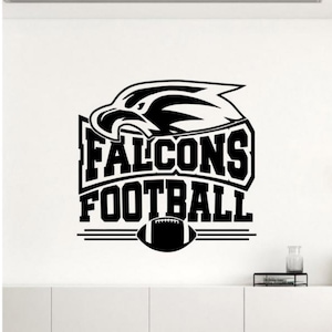Falcons Football Wall Calcomanía de vinilo Football Falcons Mascot Decor Wall Art Poster Gift Team Logo Sign Autoadhesivo Calcomanía 2674