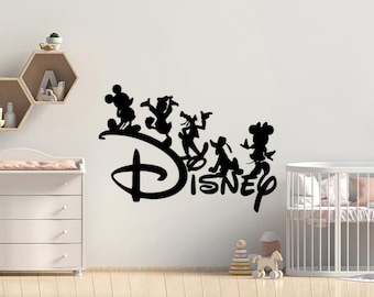 Mickey and Friends Wall Decal Vinyl Sticker Wall Decor Kids Room Wall Art Poster Gift Stencil Sign One Color Self Adhesive Decal 3916