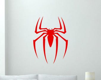 Calcomanía de vinilo de araña para pared, diseño de superhéroe, decoración de pared para habitación infantil, póster de cómics, plantilla de regalo, letrero autoadhesivo de un solo color 3904