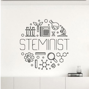 Steminist Wall Decal Vinyl Sticker Science Decor Stem Lab Decal Engineering Wall Art Technology Poster Scientist Gift Stencil Sign 2767