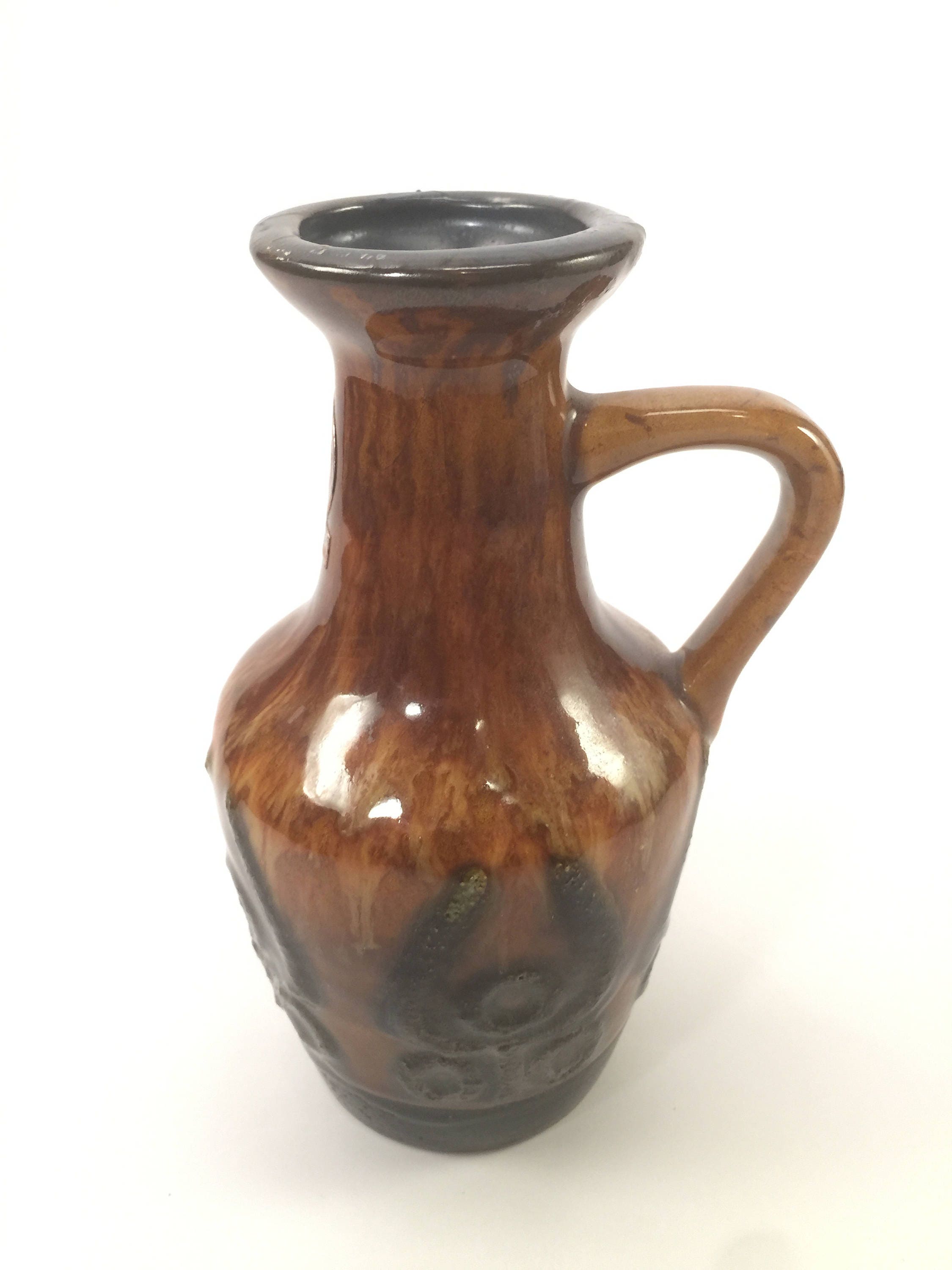 VEB Haldensleben -East German Pottery 8103 Modernist Cute little GDR Vase Mid Century Fat Lava