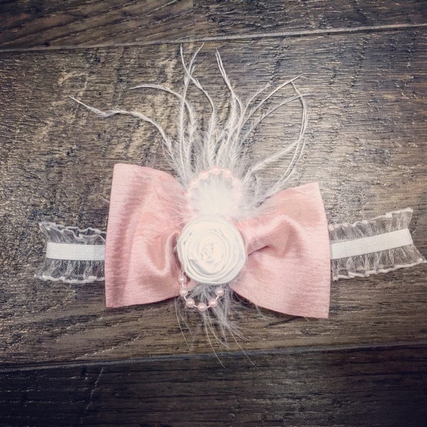 Pale Pink Feather Bow