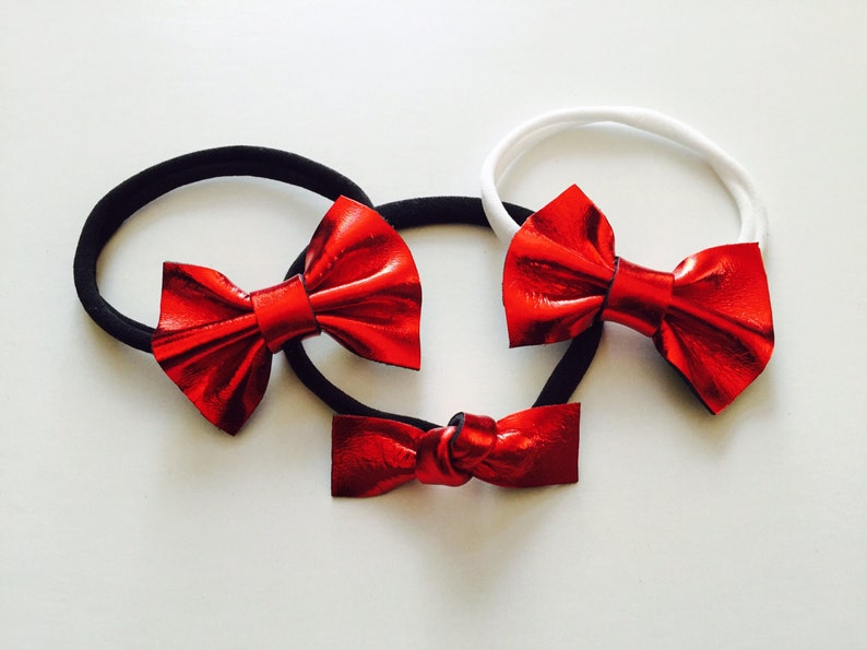 Red leather knot bow