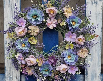 Welcome Wreath, Lavender Wreath, Spring Wreath,  Easter wreath, Wreaths.