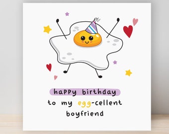 BIRTHDAY CARD for BOYFRIEND - happy birthday to my egg-cellent, funny card from girlfriend, Cheeky gift idea, joke cards for him HC12