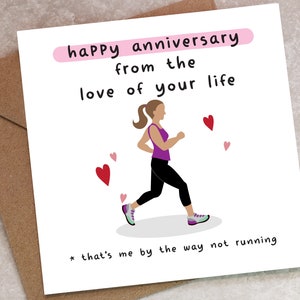 FUNNY ANNIVERSARY CARD personalised from the love of your life that's me by the way not running runner boyfriend girlfriend husband wife q50 image 1