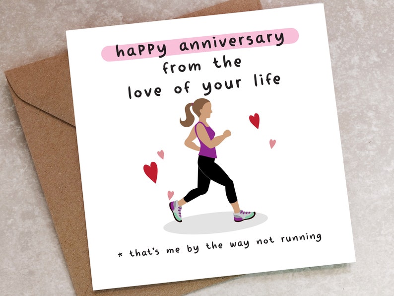 FUNNY ANNIVERSARY CARD personalised from the love of your life that's me by the way not running runner boyfriend girlfriend husband wife q50 image 1