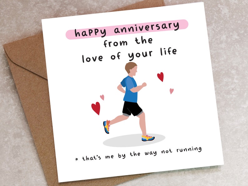 FUNNY ANNIVERSARY CARD personalised from the love of your life that's me by the way not running runner boyfriend girlfriend husband wife q50 image 2