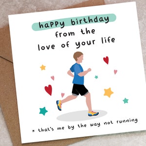 FUNNY running BIRTHDAY CARD - personalised from the love of your life running, runner, boyfriend girlfriend husband wife q49