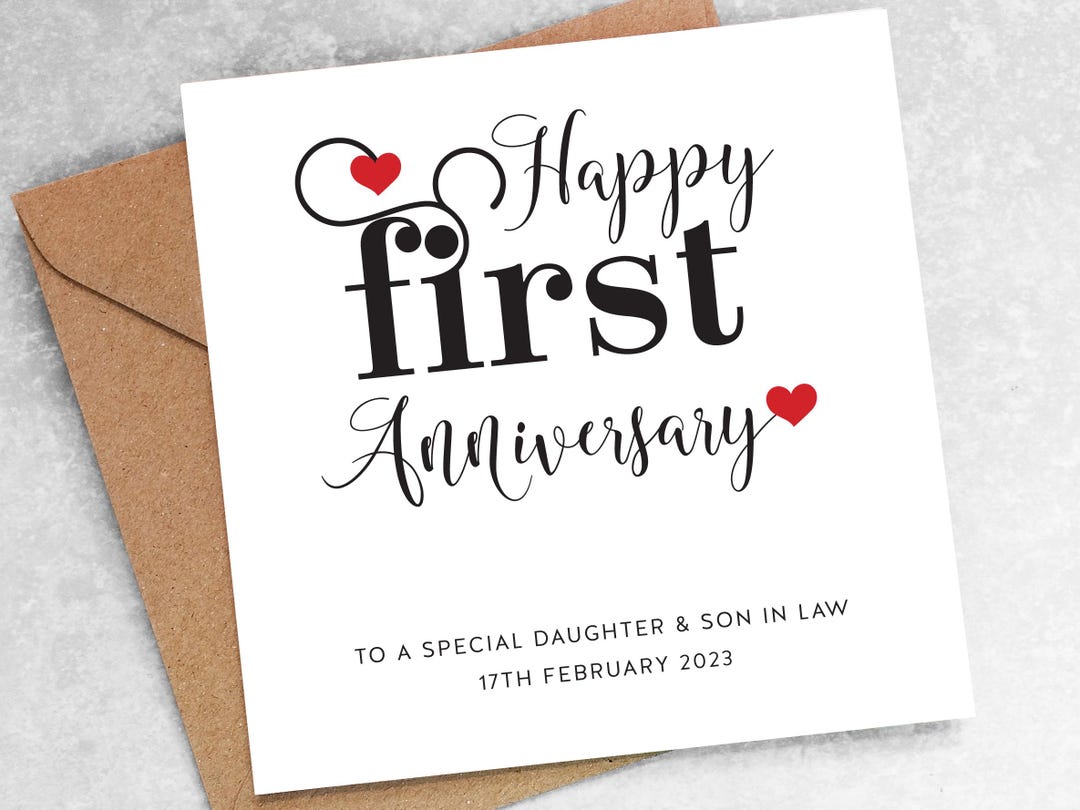 1st WEDDING ANNIVERSARY CARD - for a Special Daughter and Son in Law ...
