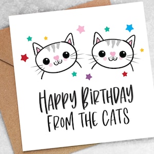 FUNNY BIRTHDAY CARD -Happy Birthday from the cats, pet lover cards, fur baby, kitten, cards for boyfriend, girlfriend, wife or husband Az15