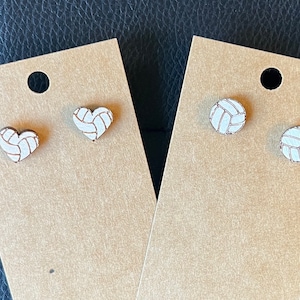 Volleyball wood engraved stud earrings Valentine’s Day gift Christmas gift stocking stuffer fun friend gift team gift volleyball mom