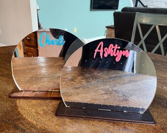 Mirror personalized stud earring holder